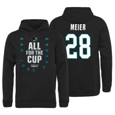 Youth San Jose Sharks #28 Timo Meier Bound Behind The Net Pullover Black Hoodie 2018 Stanley Cup Playoffs