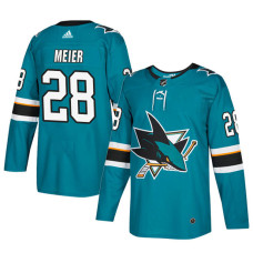 San Jose Sharks #28 Teal Authentic Home Timo Meier Jersey