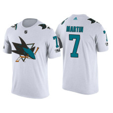 San Jose Sharks White Paul Martin #7 2018 Adidas New Season Shirsey T-shirt