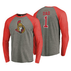 Ottawa Senators Father's Day Greatest Dad Raglan Tri-Blend Long Sleeve Heathered Gray T-Shirt