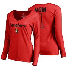 Ottawa Senators 2018 Fanatics Mother's Day Number 1 Mom long sleeve T-Shirt Red