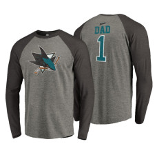 San Jose Sharks Father's Day Greatest Dad Raglan Tri-Blend Long Sleeve Heathered Gray T-Shirt