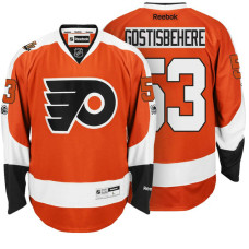 Flyers #53 Shayne Gostisbehere Orange 100th Patch Premier Jersey