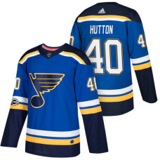 St. Louis Blues #40 Carter Hutton Blue 2018 New Season Home Authentic Jersey With Anniversary Patch