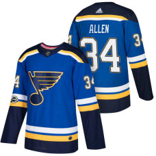 St. Louis Blues #34 Jake Allen Blue 2018 New Season Home Authentic Jersey With Anniversary Patch