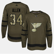 St. Louis Blues #34 Camo Salute To Service Jake Allen Jersey