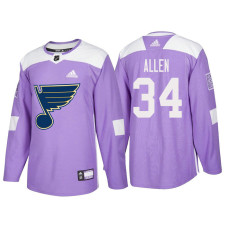 St. Louis Blues #34 Jake Allen Purple Hockey Fights Cancer Authentic Jersey