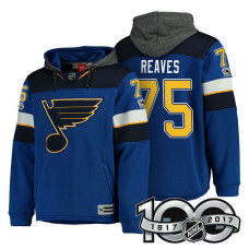 St. Louis Blues #75 Ryan Reaves Royal Anniversary Classic Patch Hoodie