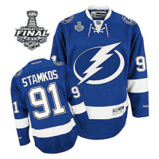 Youth Tampa Bay Lightning Steven Stamkos #91 Royal Blue 2022 Stanley Cup Finals patch Home Jersey