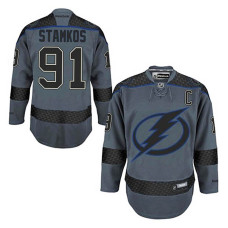 Tampa Bay Lightning Steven Stamkos #91 Charcoal Cross Check Fashion Jersey 2022 Stanley Cup Finals Patch