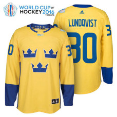 Ice Hockey Henrik Lundqvist #30 Yellow 2016 World Cup Premier Player Jersey