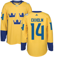 Sweden Team 2016 World Cup of Hockey #14 Mattias Ekholm Yellow Premier Jersey