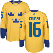 Sweden Team 2016 World Cup of Hockey #16 Marcus Kruger Yellow Premier Jersey