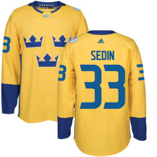 Sweden Team 2016 World Cup of Hockey #33 Henrik Sedin Yellow Premier Jersey