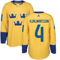 Sweden Team 2016 World Cup of Hockey #4 Niklas Hjalmarsson Yellow Premier Jersey