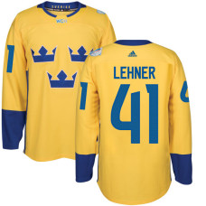 Sweden Team 2016 World Cup of Hockey #41 Robin Lehner Yellow Premier Jersey