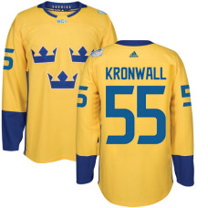 Sweden Team 2016 World Cup of Hockey #55 Niklas Kronwall Yellow Premier Jersey