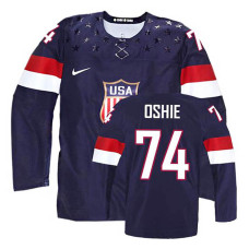 USA Team T. J. Oshie #74 Navy Blue Away Premier Olympic Jersey