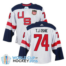 USA Team T.J. Oshie #74 White 2016 World Cup Jersey