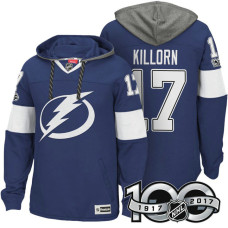 Tampa Bay Lightning #17 Alex Killorn Blue 2017 Anniversary Patch Hoodie