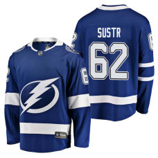 Tampa Bay Lightning #62 Breakaway Player Andrej Sustr Jersey 2022 Stanley Cup Finals Patch Blue