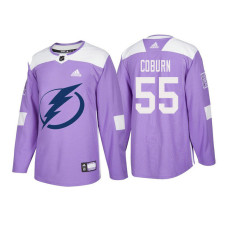 Tampa Bay Lightning #55 Braydon Coburn Purple 2018 Adidas Authentic Hockey Fights Cancer Jersey