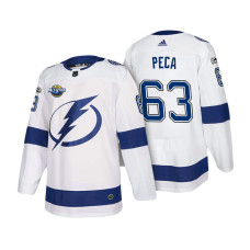 Tampa Bay Lightning #63 Matthew Peca White New Season Team Road Jersey 2022 Stanley Cup Finals Patch