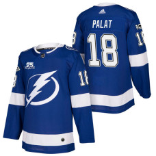 Tampa Bay Lightning #18 Ondrej Palat Blue 2018 New Season Home Authentic Jersey With Anniversary Patch