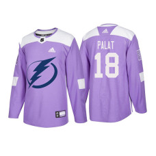 Tampa Bay Lightning #18 Ondrej Palat Purple 2018 Adidas Authentic Hockey Fights Cancer Jersey