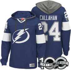 Tampa Bay Lightning #24 Ryan Callahan Blue 2017 Anniversary Patch Hoodie