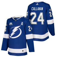 Tampa Bay Lightning #24 Ryan Callahan Blue New Season Home Authentic Jersey With Anniversary Patch and 2022 Stanley Cup Finals patch