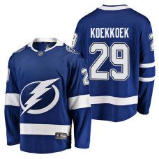 Tampa Bay Lightning #29 Breakaway Player Slater Koekkoek Jersey Blue