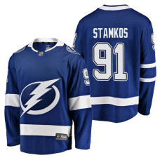 Tampa Bay Lightning #91 Breakaway Player Steven Stamkos Jersey 2022 Stanley Cup Finals Patch Blue