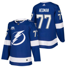 Tampa Bay Lightning #77 Victor Hedman Blue 2018 New Season Home Authentic Jersey With Anniversary Patch