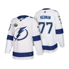 Tampa Bay Lightning #77 Victor Hedman White New Season Team Road Jersey 2022 Stanley Cup Finals Patch