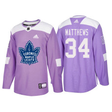 Toronto Maple Leafs #34 Auston Matthews Purple Hockey Fights Cancer Authentic Jersey