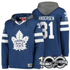 Toronto Maple Leafs #31 Frederik Andersen Blue 2017 Anniversary Patch Hoodie