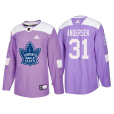 Toronto Maple Leafs #31 Frederik Andersen Purple Hockey Fights Cancer Authentic Jersey