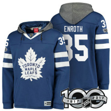 Toronto Maple Leafs #35 Jhonas Enroth Blue 2017 Anniversary Patch Hoodie