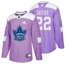 Toronto Maple Leafs #22 Nikita Zaitsev Purple Hockey Fights Cancer Authentic Jersey