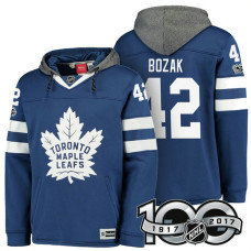 Toronto Maple Leafs #42 Tyler Bozak Blue 2017 Anniversary Patch Hoodie