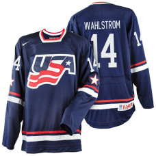 USA Team #14 Oliver Wahlstrom Navy Blue 2017 WJSS Team Young Player Underway Jersey