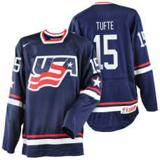 USA Team #15 Riley Tufte Navy Blue 2017 WJSS Team Young Player Underway Jersey