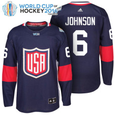 Usa Team #6 Erik Johnson 2016 World Cup of Hockey Navy Jersey