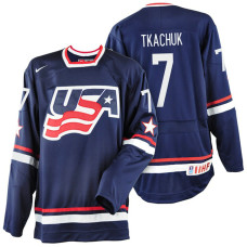 USA Team #7 Brady Tkachuk Navy Blue 2017 WJSS Team Young Player Underway Jersey