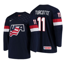 USA Team #11 Alex Turcotte 2018 IIHF World Championship Navy Player Jersey