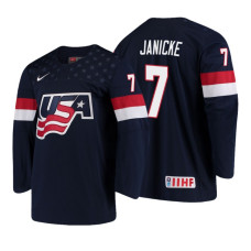 USA Team #7 Trevor Janicke 2018 IIHF World Championship Navy Player Jersey