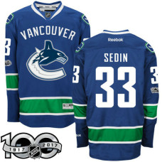 Vancouver Canucks #33 Henrik Sedin Royal 2017 Anniversary Patch Player Jersey