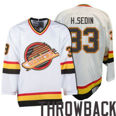 Vancouver Canucks #33 Henrik Sedin White Premier Throwback Jersey