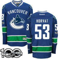 Vancouver Canucks #53 Bo Horvat Royal 2017 Anniversary Patch Player Jersey